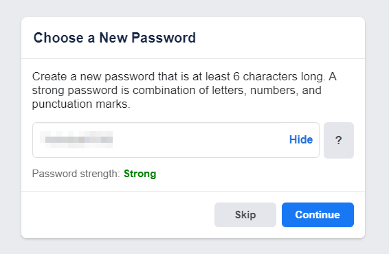 create a new password