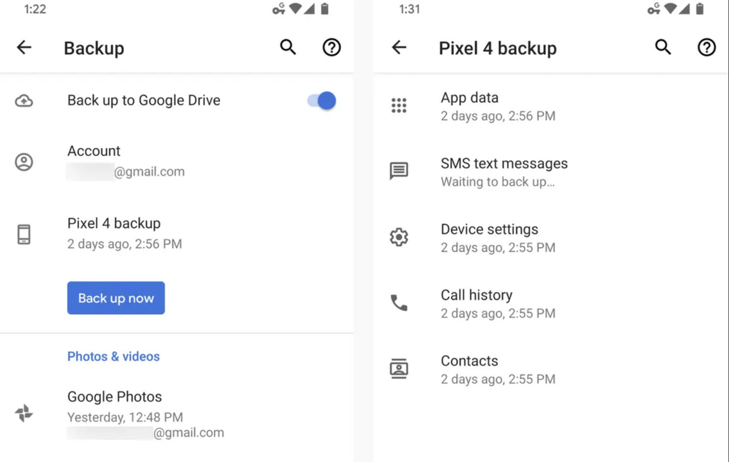 backing up Android with Google
