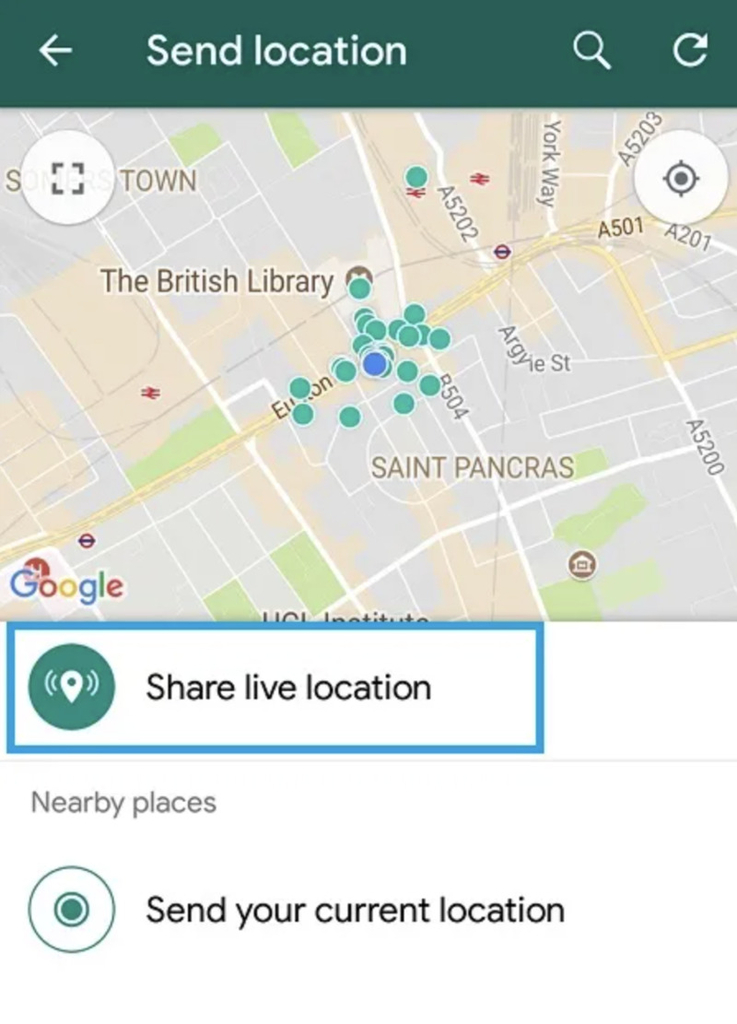 WhatsApp Share Live Location 