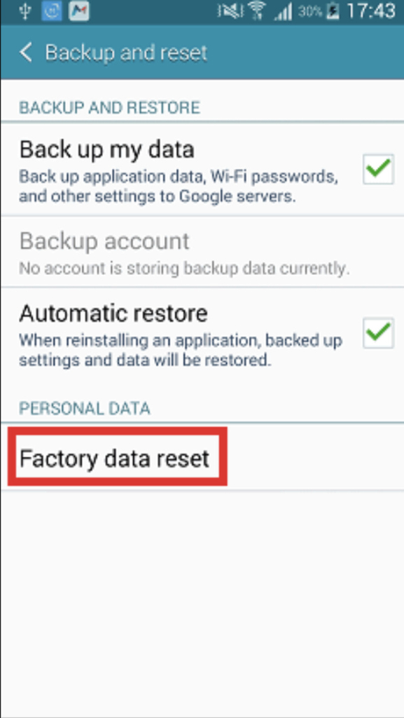 Factory Data Reset