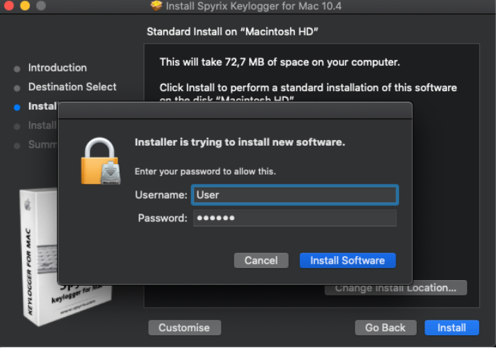 Spyrix app MacOS installer screenshot