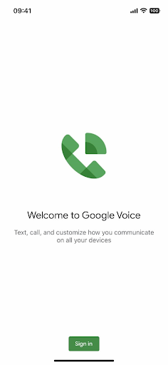 Google Voice welcome screen