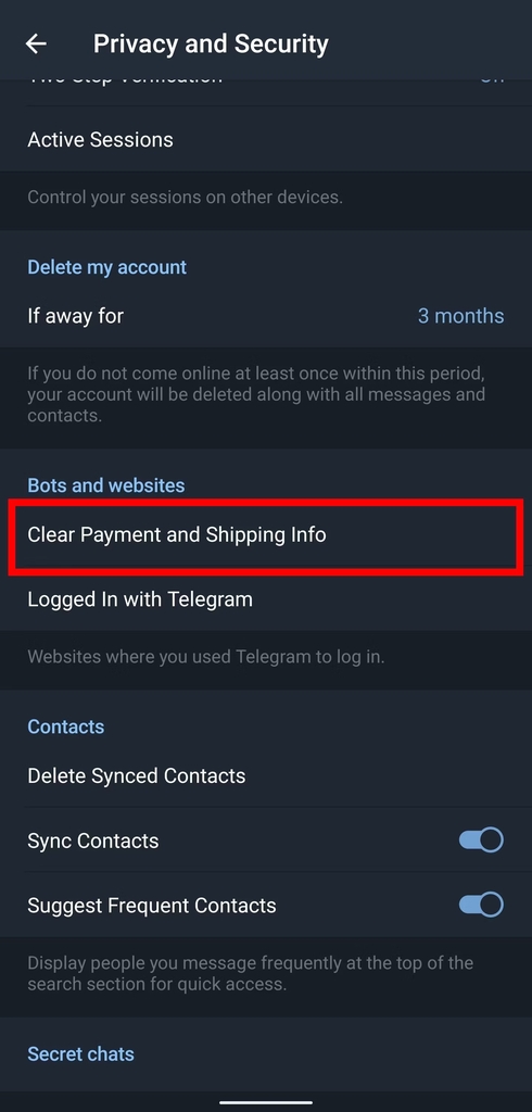 Clear payments and shipping information 2