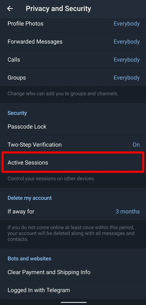 Disable Active Sessions on Other Devices 1