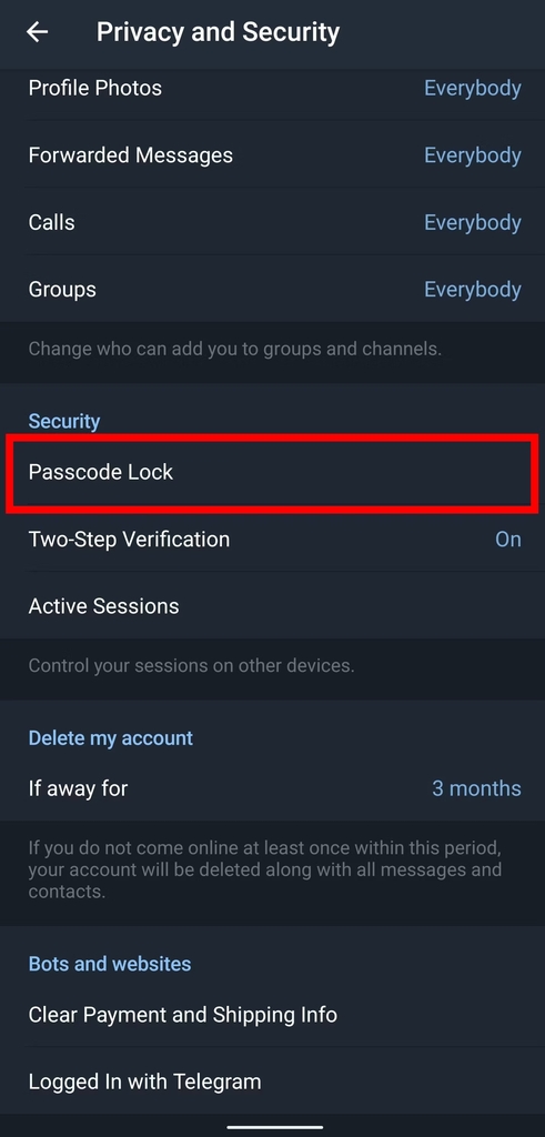 Lock the Telegram App with a Password 1