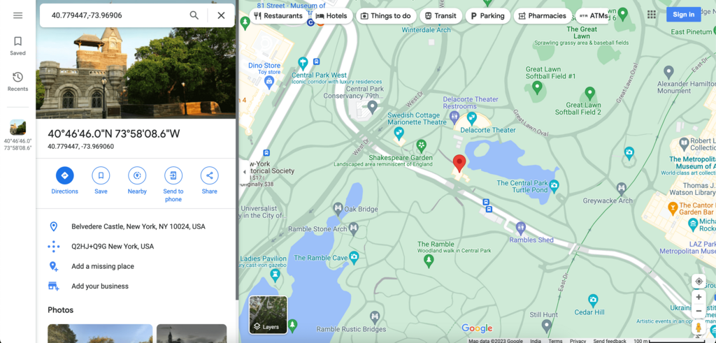 Cocospy displaying the target's location on Google Maps